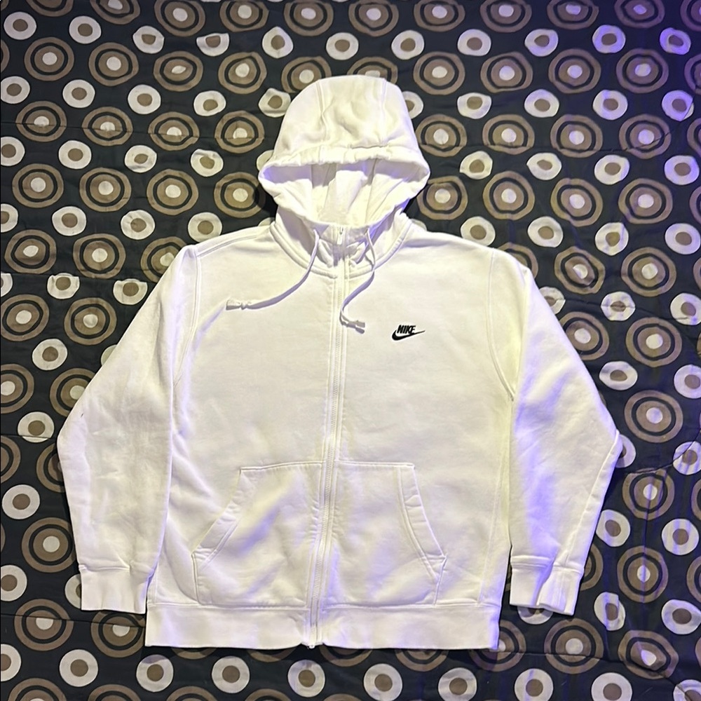Nike White Zip-Up Hoodie